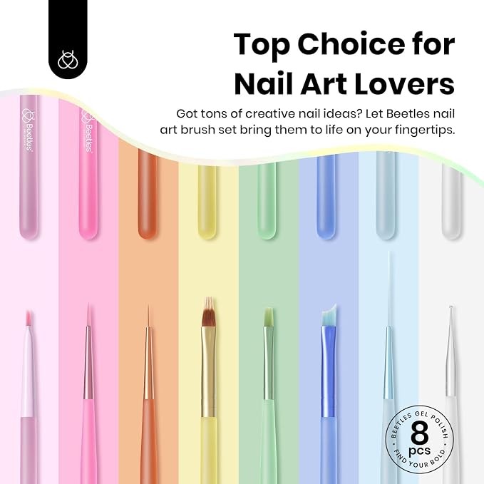 Beetles Nail Art Brushes Set for Gel Polish 8 Pcs - Image 2