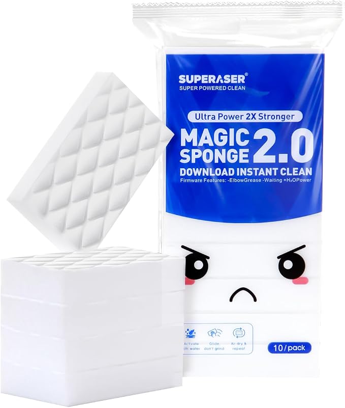 Magic Sponge Eraser, Tex-10 Scrub Melamine Sponges, Heavy Duty No Scratches by SUPERASER