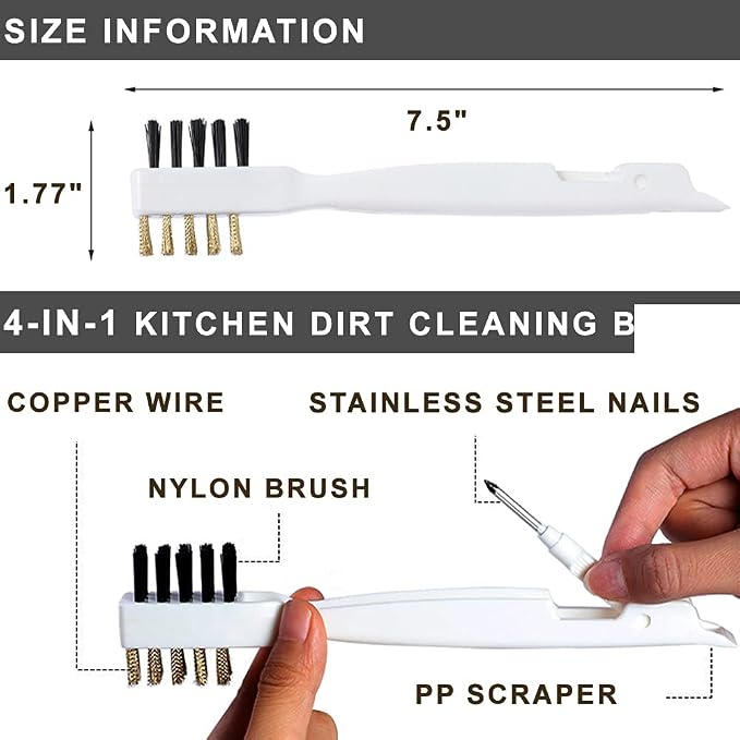 Kitchen Stove Cleaning Brush + Scraper Tool Set, Brass Wire Brushes - Image 8