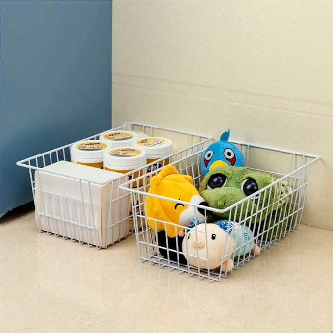 Slideep Farmhouse Metal Wire Basket, Fridge Freezer Storage Organizer Bins - Image 5