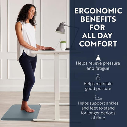 KANGAROO Thick Ergonomic Anti Fatigue Mats for Kitchen Floor, 39x20, Cushioned Standing Office Desk Mat, Waterproof Scratch Resistant Topside, Supportive All Day Comfort Padded Foam Rugs, Charcoal