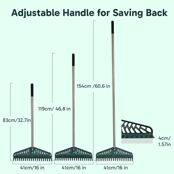 Artificial Grass Rake Innovative Double Sided Turf Rake, 60-Inch Adjustable - Image 5