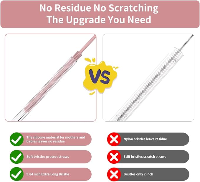 4PCS Silicone Straw Cleaner Brush, Reusable Straw Brush Extra Long - Image 5