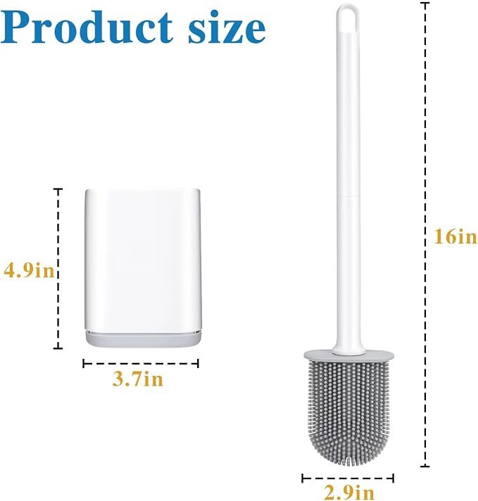 Silicone Toilet Brush and Holder Bendable Efficient Cleaning Wall Mounted - Image 6