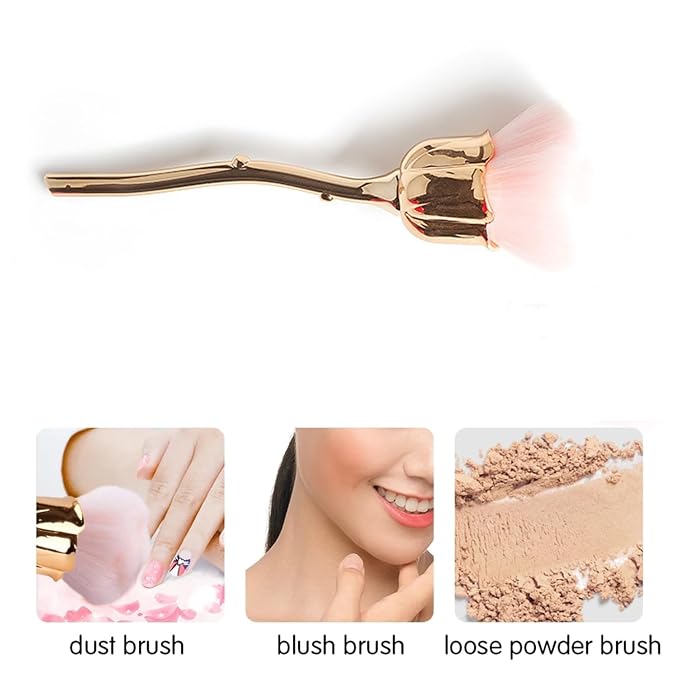4 Pcs Nail Art Dust Powder Remover Cleaner Brush，Rose Nail Art Powder Dust - Image 5