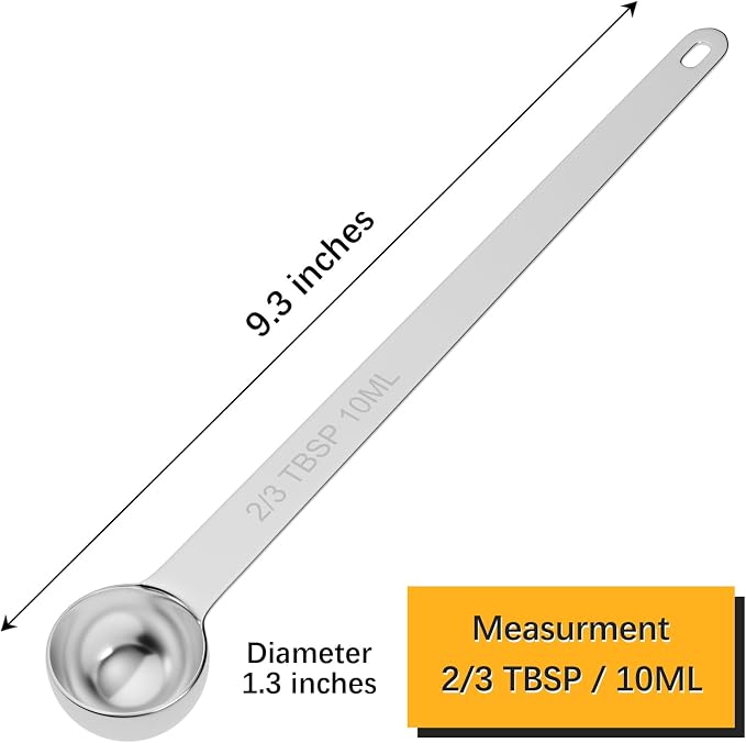 1PCS 2/3Tbsp Extra Long Handle Measuring Spoon, Single Stainless Steel - Image 2