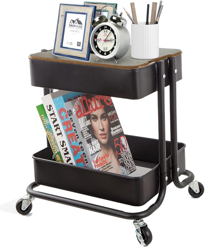 Melody House 2-Tier Metal Utility Rolling Cart Storage Organizer by MelodyHouse