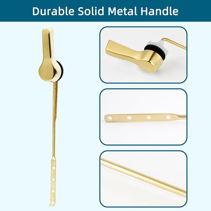 Hygie Rinse Metal Toilet Handle Lever Flush Replacement, Universal Front Mount - Image 3