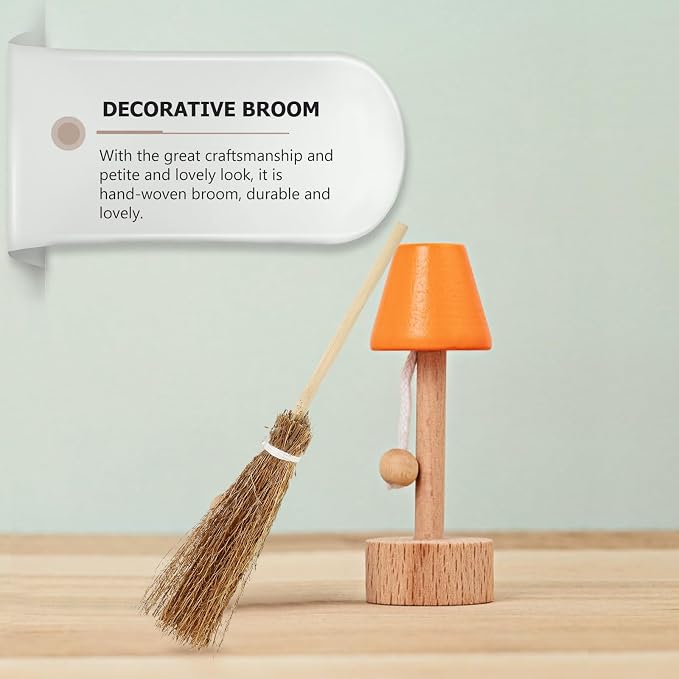 Toyvian Mini Hand-Woven Broom Dollhouse Decor Simulation Decorative Broom Props - Image 7
