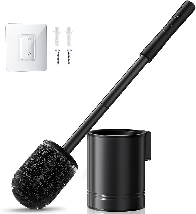 HAMITOR Black Toilet Bowl Brush: Metal Rustproof Bathroom Cleaning Accessories by HAMITOR