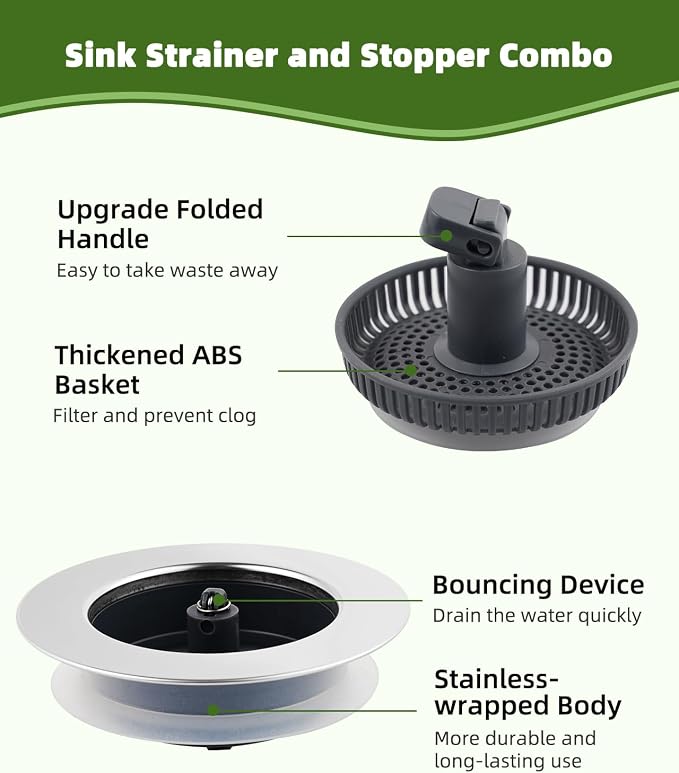 Universal 3-in-1 Kitchen Sink Strainer Stopper Pop Up Sink Drainer - Image 5