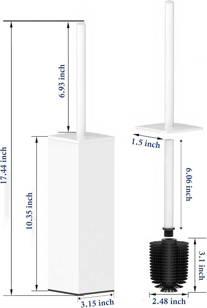 RUACQ Toilet Brush and Holder Set, Square Toilet Bowl Brush - Image 7