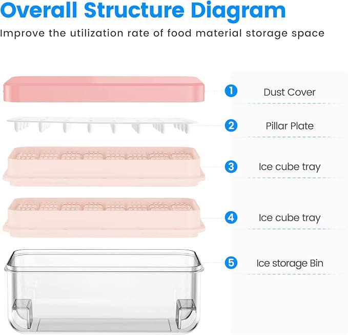 PHINOX Ice Cube Tray with Lid and Bin, Ice Trays - Image 5