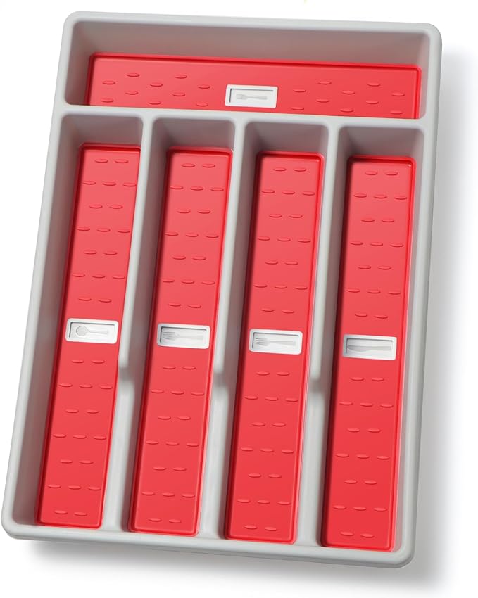 Silverware Organizer with Cutlery Icons，Silverware Tray by CherHome