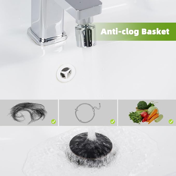 Universal 2PCS Bathroom Sink Stopper 2 in 1 Pop Up Metal Sink Drain Strainer - Image 3