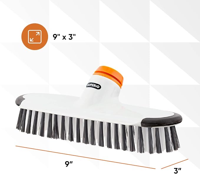 Superio Deck Scrub Brush Head, Heavy Duty Stiff Bristles Grout Scrubber - Image 2