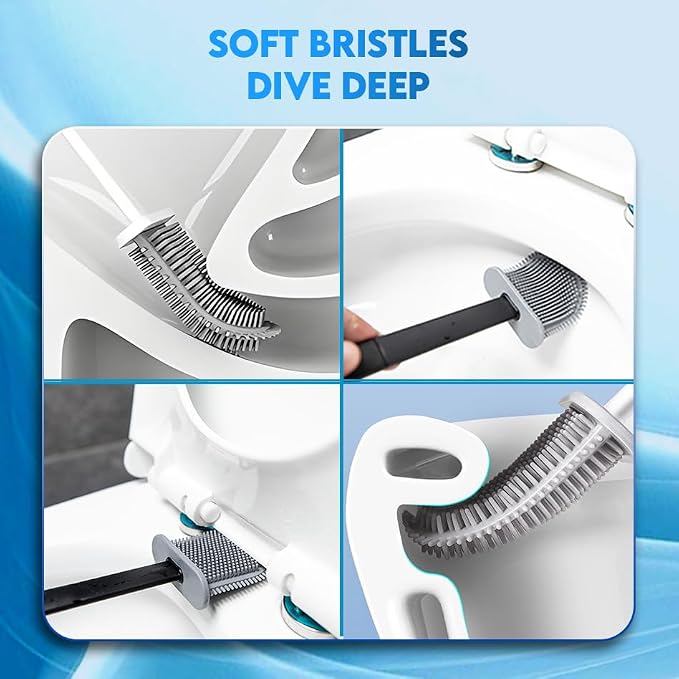 Modern Minimalist Silicone BlackToilet Brush and Holder Set – Pack of 1 Wall - Image 7