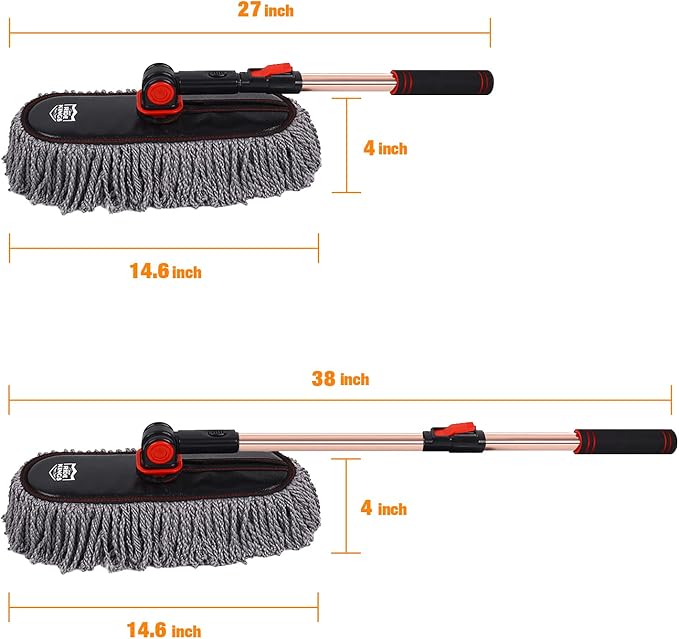 Car Duster Set, Car Duster Exterior Extendable Handle, Scratch Remover Large - Image 2
