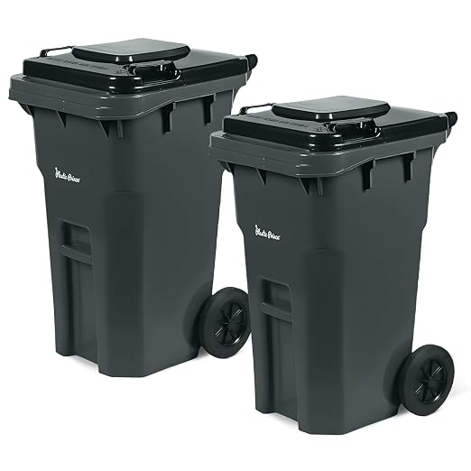27 Gallon Trash Can with Wheels Plastic Rollout Outdoor Trash Can with Lid by PlasticPrince