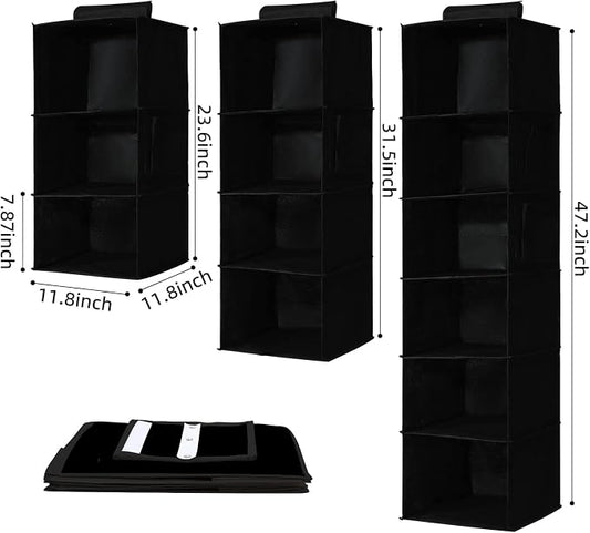 2 Packs Hanging Closet Organizer Stroage, 3-Shelf Hanging Shelves - Image 2