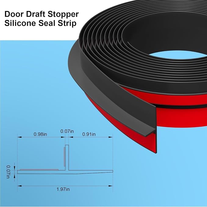 T-Shaped Door Draft Stopper, 1.97 in x 10 Ft Silicone Seal Strip - Image 4