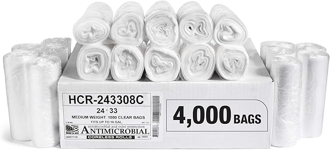 Aluf Plastics High Density Trash Bags, 16 Gallon, 8 Micron, by AlufPlastics