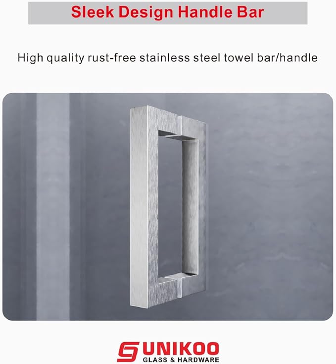3/8" Sliding Glass Shower Door, 66-72" W x 76" H Frameless Bathroom Door - Image 6