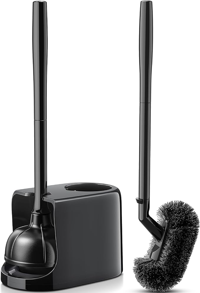 HAMITOR Toilet Plunger Bowl Brush Combo：Heavy Duty Rubber by HAMITOR