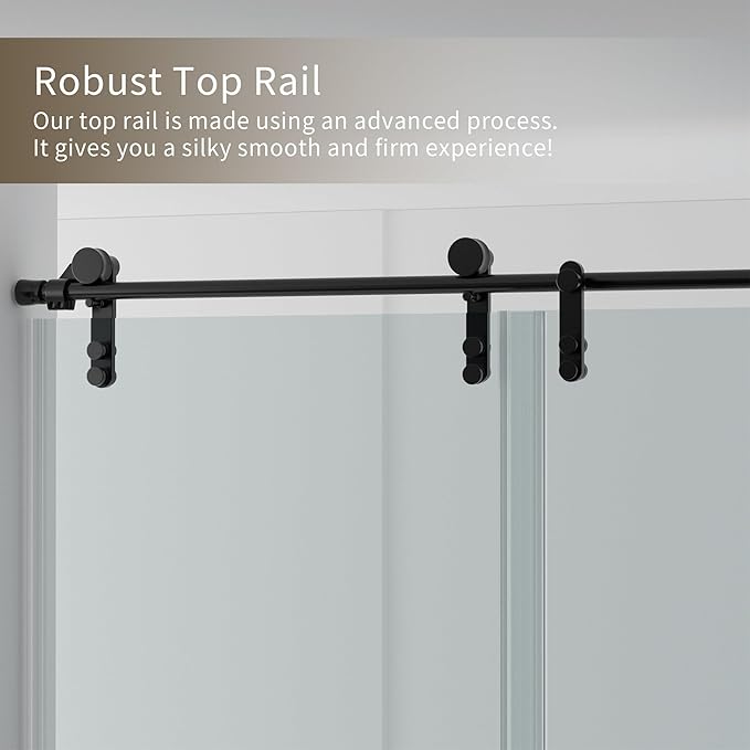 56-60" W x 76" H Frameless Shower Door, Sliding Shower Door - Image 2