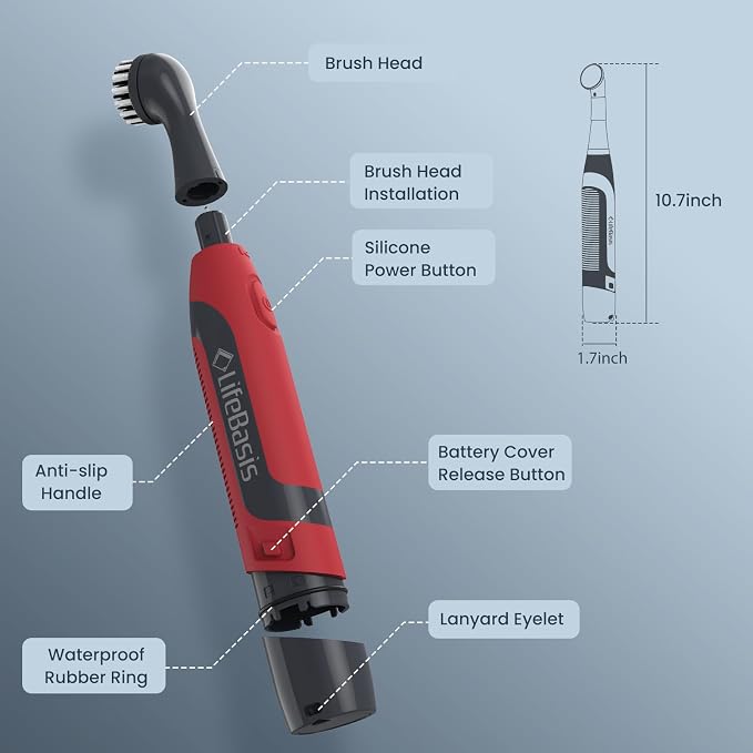 LifeBasis Cordless Electric Cleaning Brush, Mini Power Scrubber - Image 8