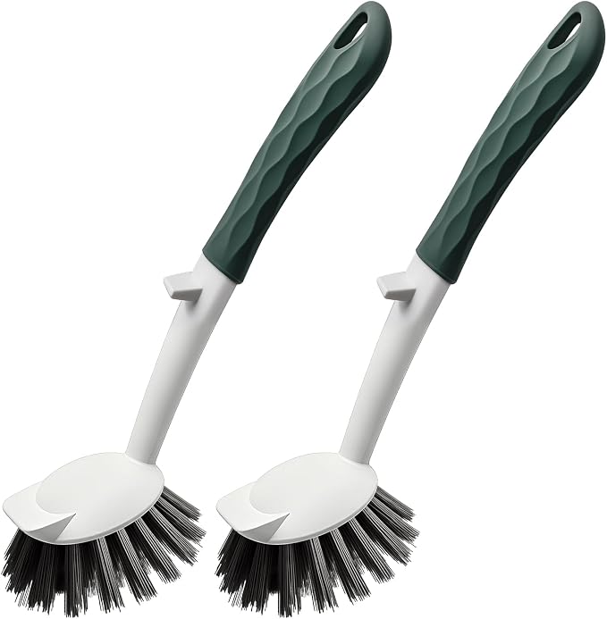 Dish Brush, 2 Pack with Comfortable Handle, with Built-in Scraper, Scrub Brush by Unknown