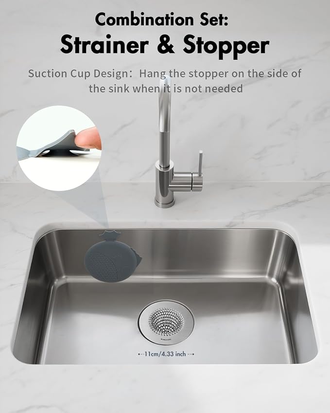 Sink Strainer with Stopper, Wokdada Revolutionary Clog-Free Food Catcher - Image 6