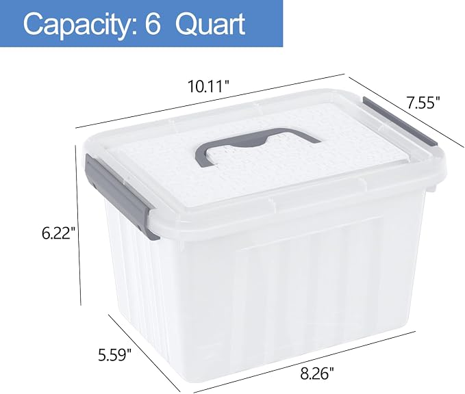 6 Quart Small Clear Plastic Storage Bins - Image 3