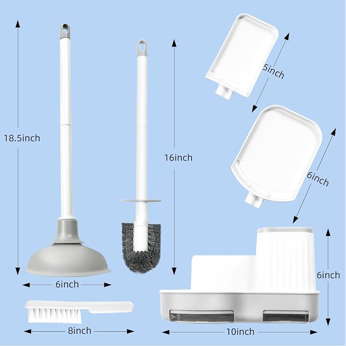 Toilet Brush and Plunger Set, 3 in 1 Toilet Bowl Brush and Holder - Image 7