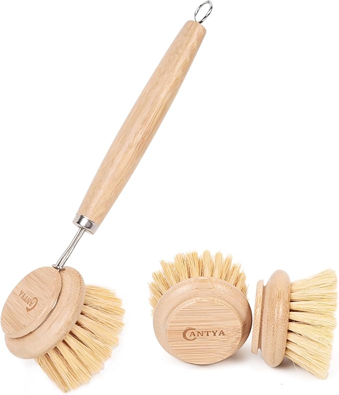 Bamboo Scrub Brush with Handle by ANTYA