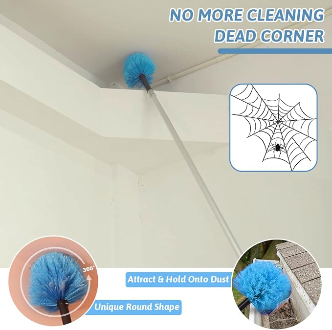 20 Foot Cobweb Duster with Extension Pole 2 PCS, Webster Cobweb Duster - Image 4
