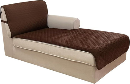 U-NICE HOME Sectional Couch Cover for Dogs Chaise Lounge Reversible Sofa Cover Furniture Protector Cover for Pets with Elastic Adjustable Strap (Chaise Lounge, Brown/Brown)