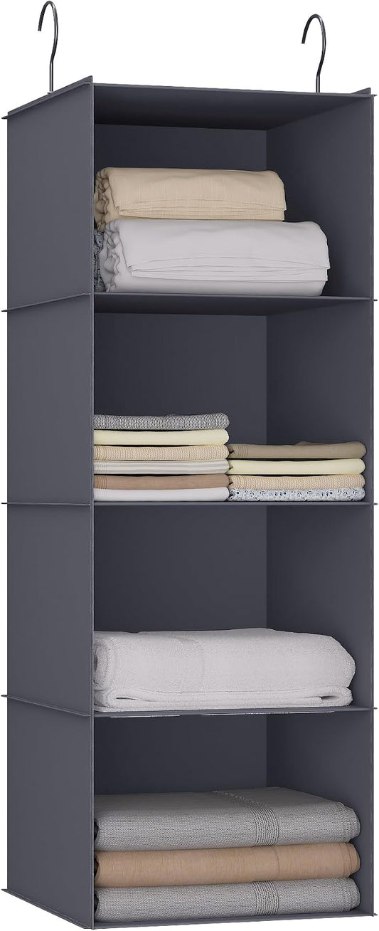 Hanging Closet Organizer, Easy Mount Foldable 4-Shelf Hanging Closet Wardrobe by DonYeco