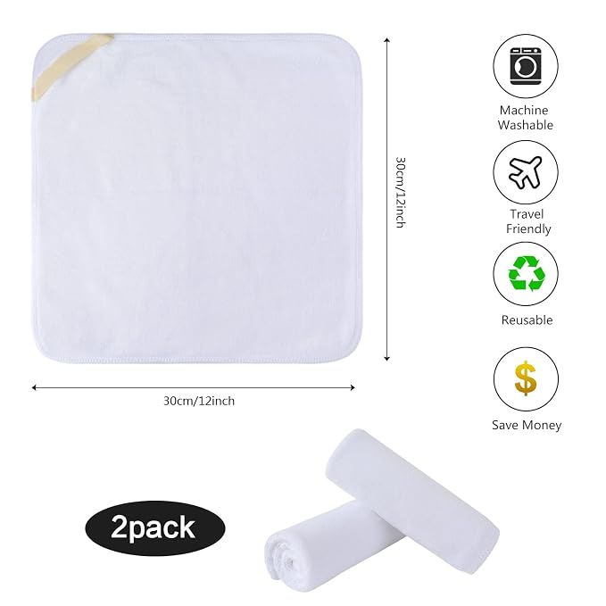 SINLAND Microfiber Facial Cloths Fast Drying Washcloth 12inch x 12inch White 2 - Image 2