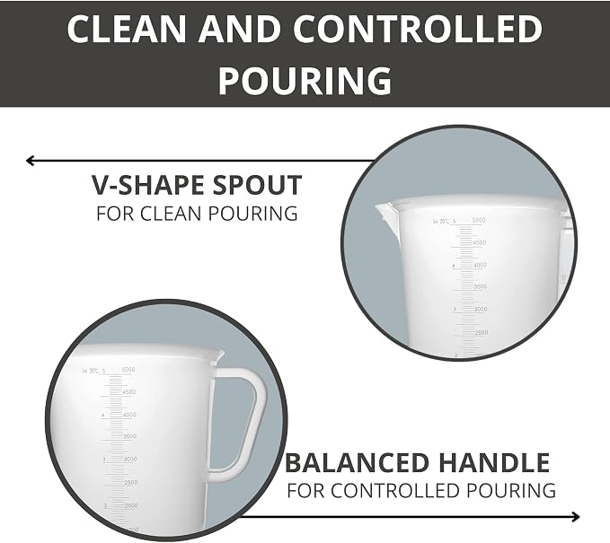 Plastic Graduated Measuring and Mixing Pitcher - 5000ml Plastic Graduated - Image 5