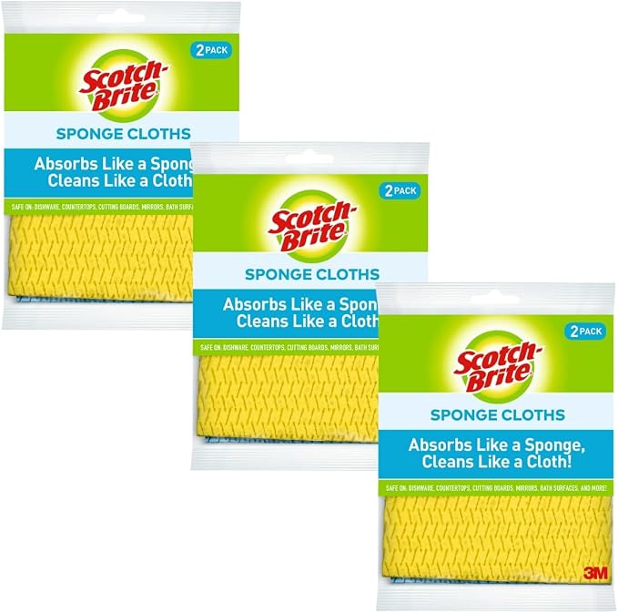 Scotch-Brite Sponge Cloth – 6-Pack, Reusable and Washable, Highly Absorbent by Scotch-Brite