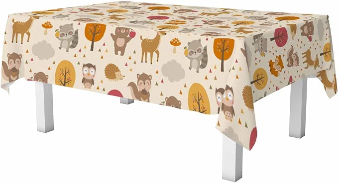 Cute Woodland Animals Table Cloth 52x70 Cartoon Rabbit Hedgehog Raccoon Autumn - Image 6