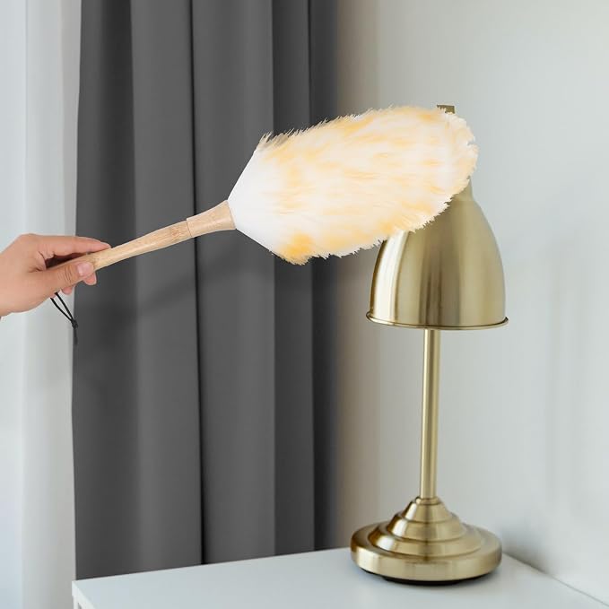 Operitacx Lambswool Duster for Cleaning, 22cm Handheld Wool Dust Remover Brush - Image 8