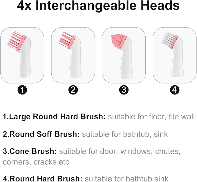 Electric Brush with 4-in-1 Multiple Brush Heads, Cordless Motorized Cleaning - Image 3