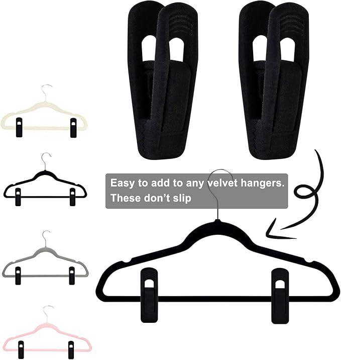 Black Velvet Hangers Clips, Non-Slip Strong Velvet Hangers Clips - Image 6
