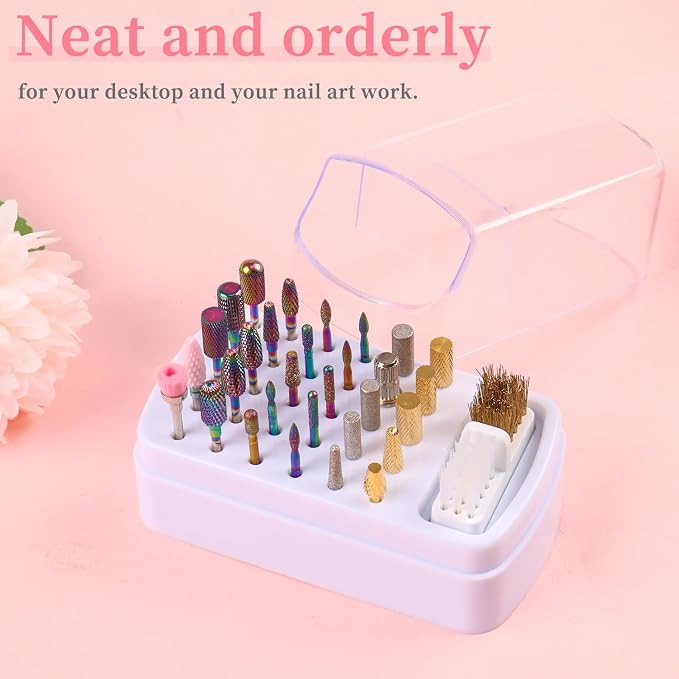 2 in 1 Nail Drill Bits Holder & Cleaner, 30 Holes, Dustproof Storage Box - Image 5