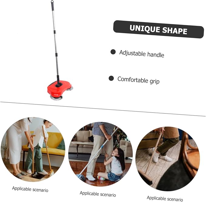 Multi-Function 3-in-1 Hand Push Sweeper Broom Dustpan Trash Bin Adjustable - Image 6