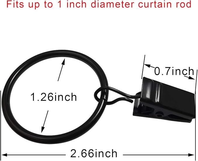 100 Pack Curtain Rings with Clips, Drapery Clips with Rings, Drapes Rings 1.26 - Image 2