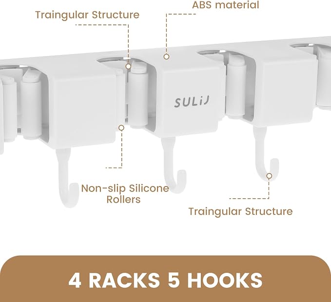3PCS Broom Holder Wall Mount, No-Drilling Self-Adhesive Mop and Broom Storage - Image 9