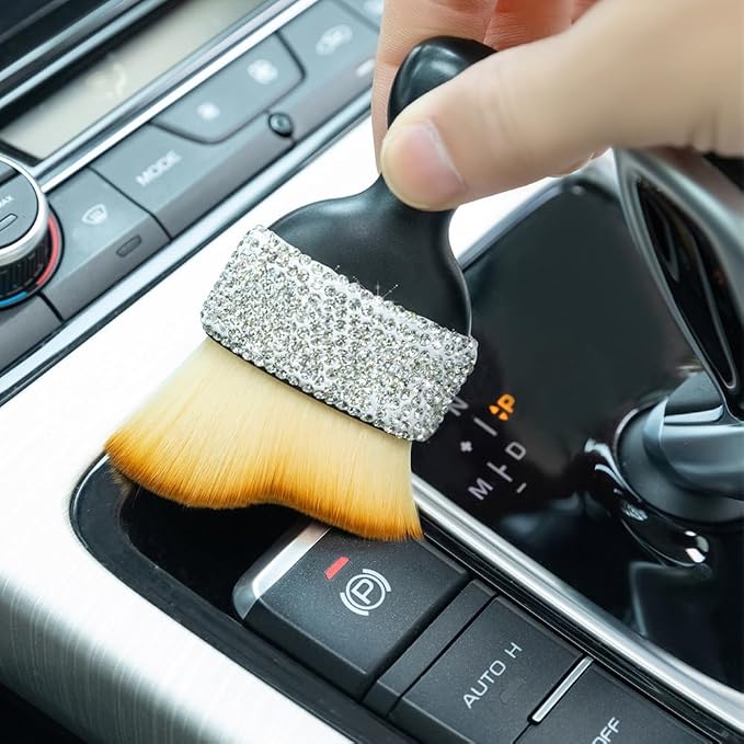 Bling Car Interior Dust Brush, Glitter Diamond Crystal Soft Bristles Dusting - Image 3
